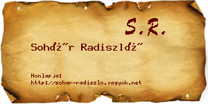 Sohár Radiszló névjegykártya